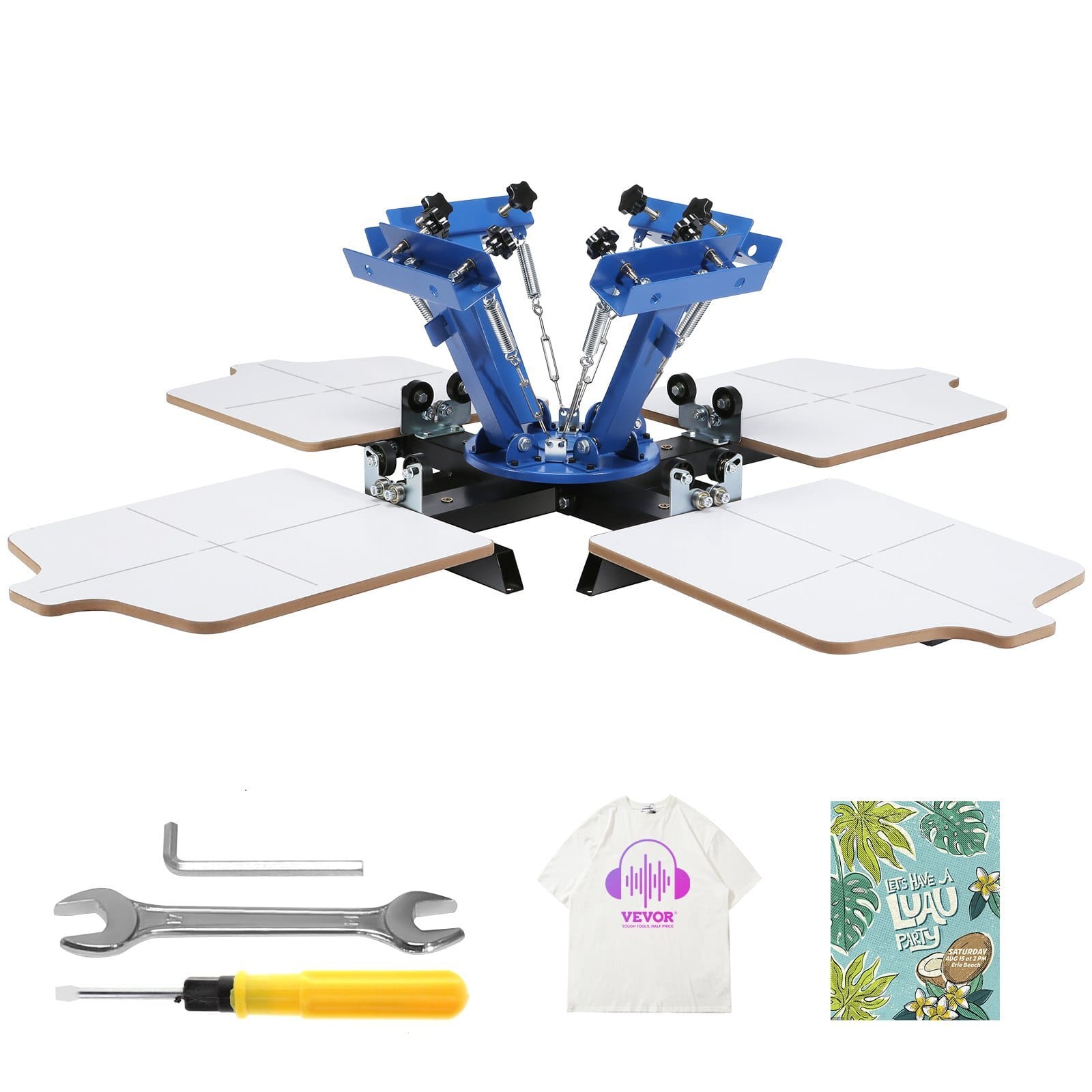 Screen Printing Machine, 4 Color 4 Station 360?° Rotable Silk Screen Printing Press, 21.2x17.7in Screen Printing Press, Double-layer Positioning Pallet for T-shirt DIY Printing