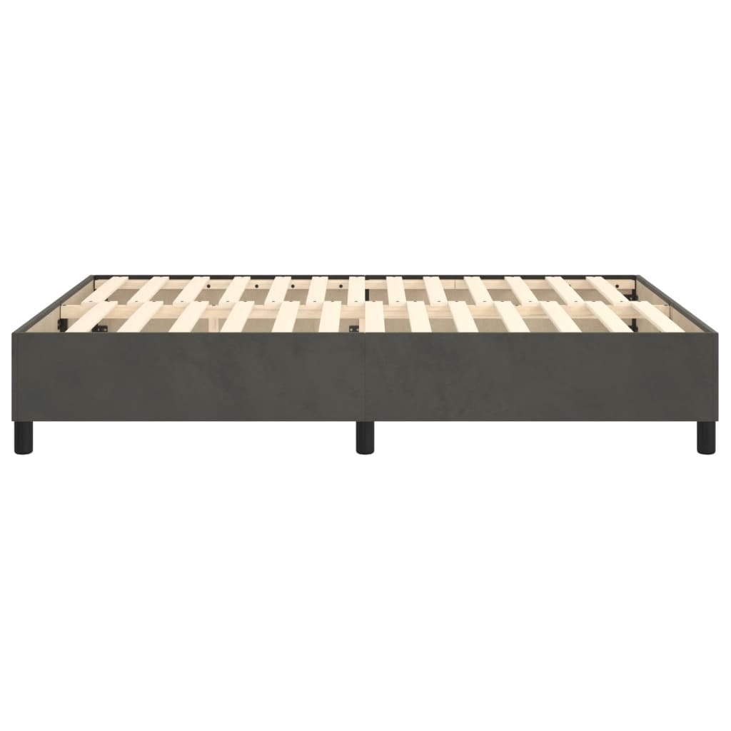 Box Spring Bed Frame Dark Gray Queen Velvet (US/AU Only)