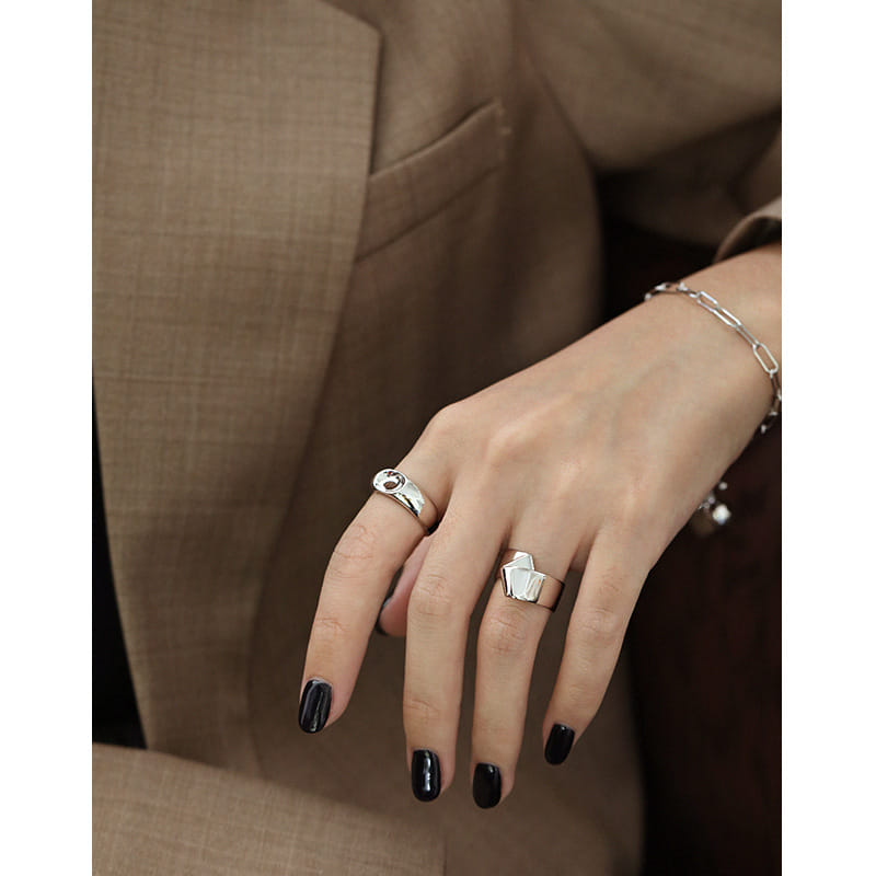 Geometry Folds Fashion 925 Sterling Silver Adjustable Ring