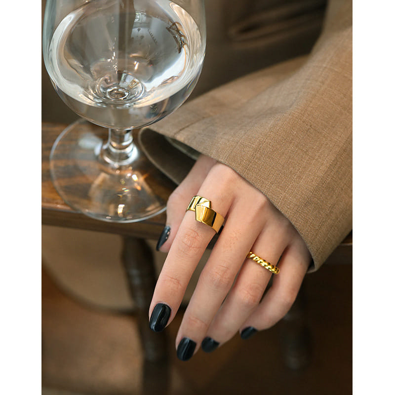 Geometry Folds Fashion 925 Sterling Silver Adjustable Ring
