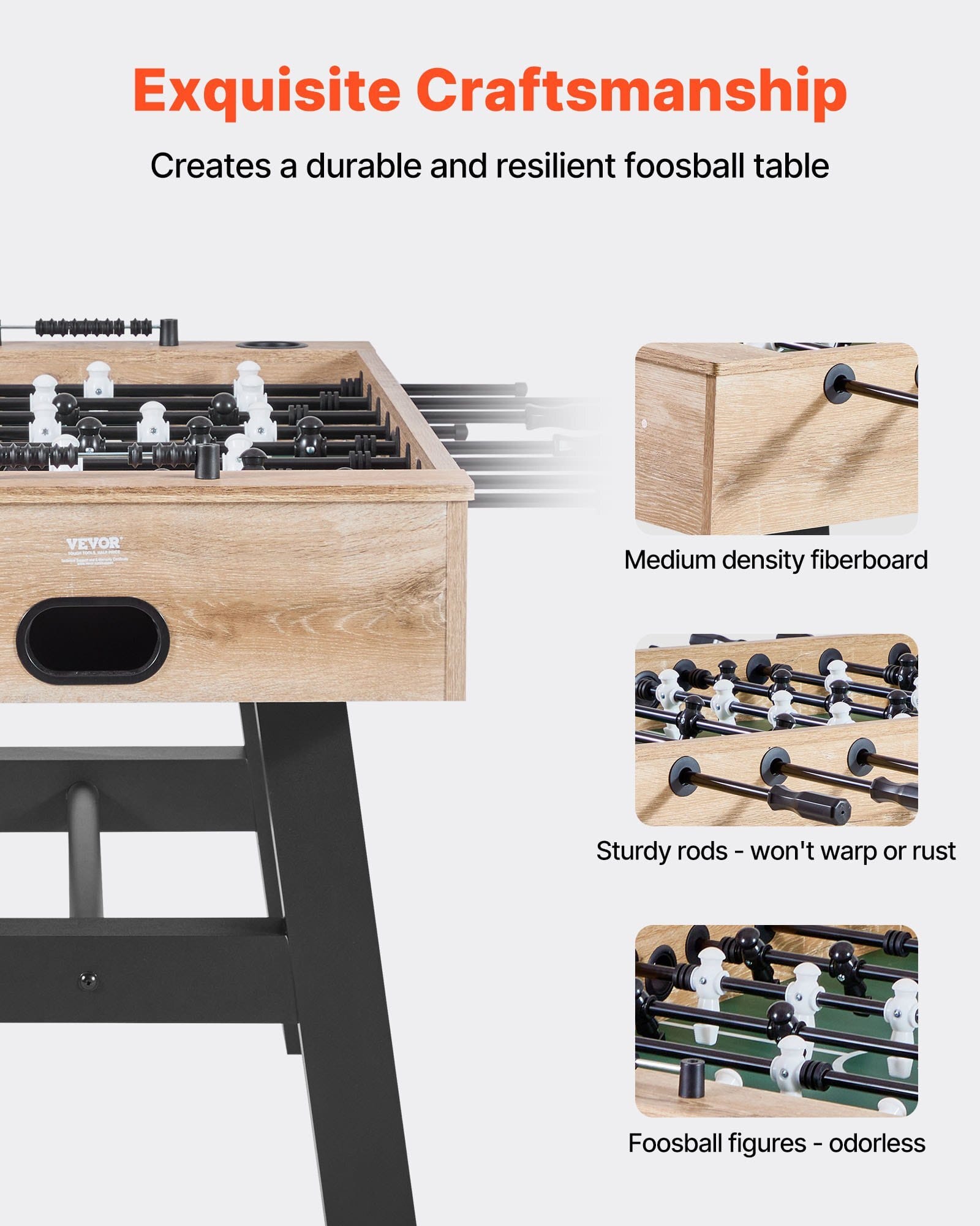 Foosball Table, 55 inch Standard Size Table, Indoor Full Size Foosball Tables for Home, Family, and Game Room, Durable Soccer Set, Includes 4 Balls, Score Keeper, and 2 Cup Holders