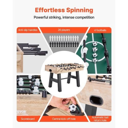 Foosball Table, 55 inch Standard Size Table, Indoor Full Size Foosball Tables for Home, Family, and Game Room, Durable Soccer Set, Includes 4 Balls, Score Keeper, and 2 Cup Holders