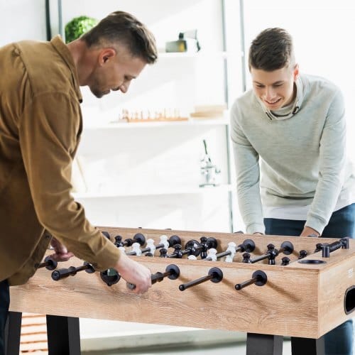 Foosball Table, 55 inch Standard Size Table, Indoor Full Size Foosball Tables for Home, Family, and Game Room, Durable Soccer Set, Includes 4 Balls, Score Keeper, and 2 Cup Holders