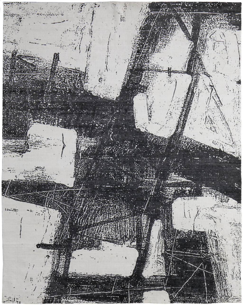 9' X 12' Black and Gray Abstract Hand Woven Area Rug