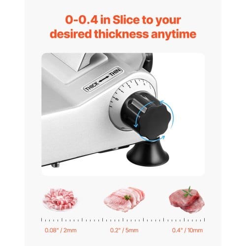 Commercial Meat Slicer, 10 inch Electric Deli Food Slicer, 180W Meat Cutter with a Premium 65Mn Blade, 0-0.4 inch Adjustable Thickness, Food Slicer Machine for Meat Vegetables Hard Bread Cheese
