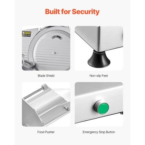Commercial Meat Slicer, 10 inch Electric Deli Food Slicer, 180W Meat Cutter with a Premium 65Mn Blade, 0-0.4 inch Adjustable Thickness, Food Slicer Machine for Meat Vegetables Hard Bread Cheese
