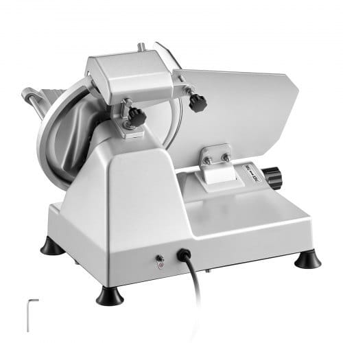 Commercial Meat Slicer, 10 inch Electric Deli Food Slicer, 180W Meat Cutter with a Premium 65Mn Blade, 0-0.4 inch Adjustable Thickness, Food Slicer Machine for Meat Vegetables Hard Bread Cheese