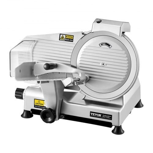 Commercial Meat Slicer, 10 inch Electric Deli Food Slicer, 180W Meat Cutter with a Premium 65Mn Blade, 0-0.4 inch Adjustable Thickness, Food Slicer Machine for Meat Vegetables Hard Bread Cheese
