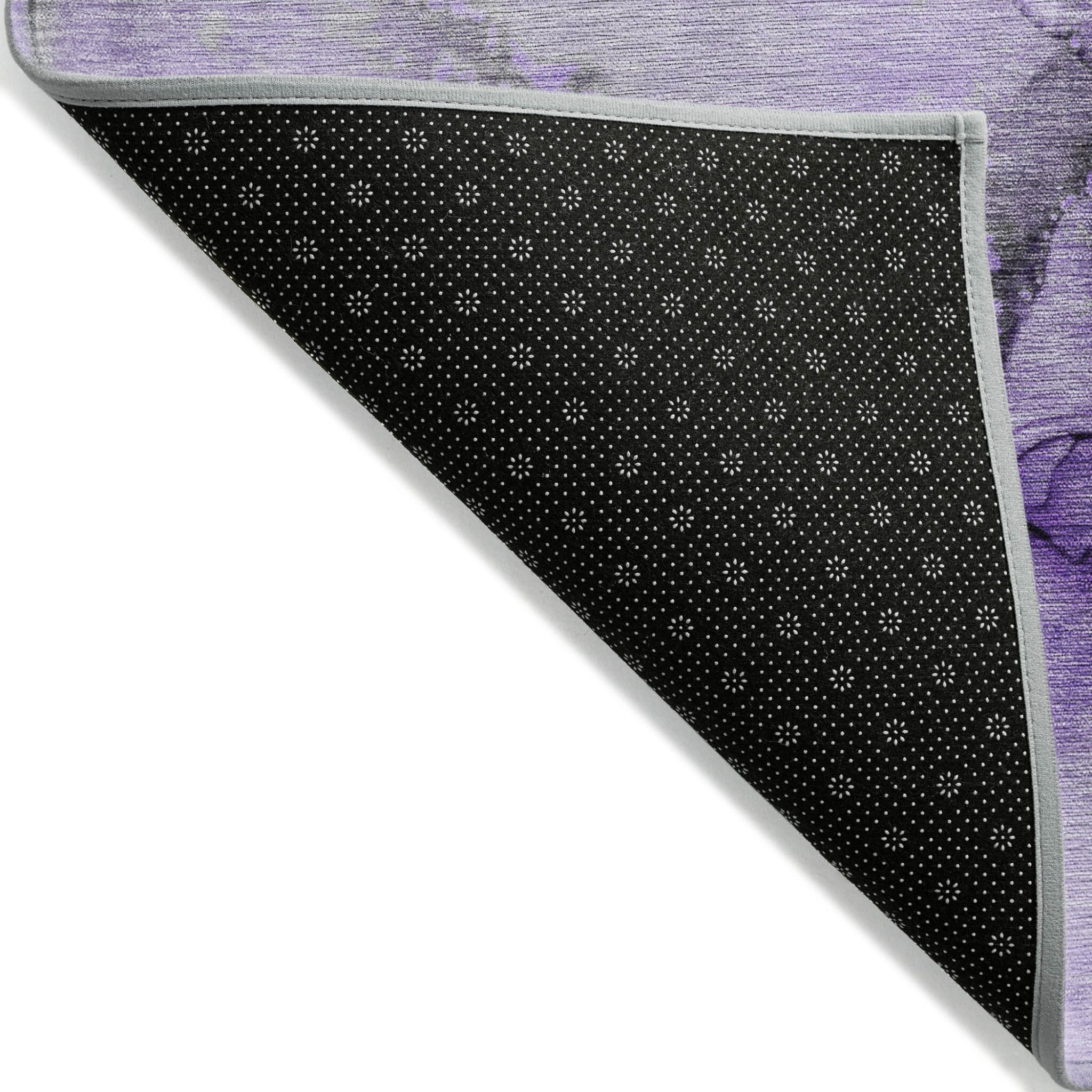 10' X 14' Purple and Ivory Abstract Washable Non Skid Indoor Outdoor Area Rug