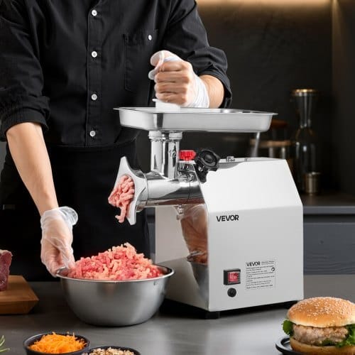 Commercial Electric Meat Grinder, 7 lbs/min Capacity, #12 Industrial Meat Mincer with 2 Stainless Steel Blades, 2 Grinding Plates, 850W Heavy-Duty Sausage Maker Stuffer, for Kitchen, Restaurant