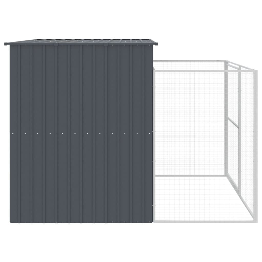 Dog House with Run Anthracite 84.3"x99.6"x71.3" Galvanized Steel