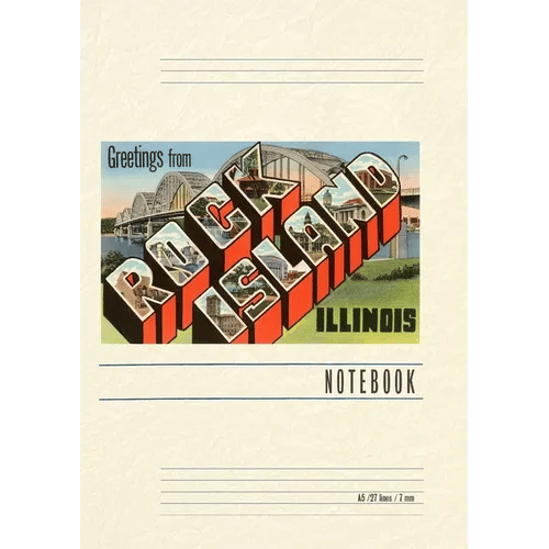 Vintage Lined Notebook Greetings from Rock Island, Illinois - Paperback