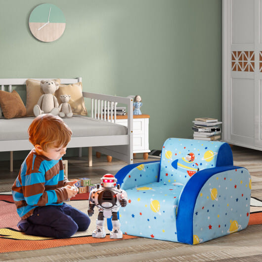 3 in 1 Convertible Flip Open Kids Sofa for Nap Play Sleep - Color: Blue