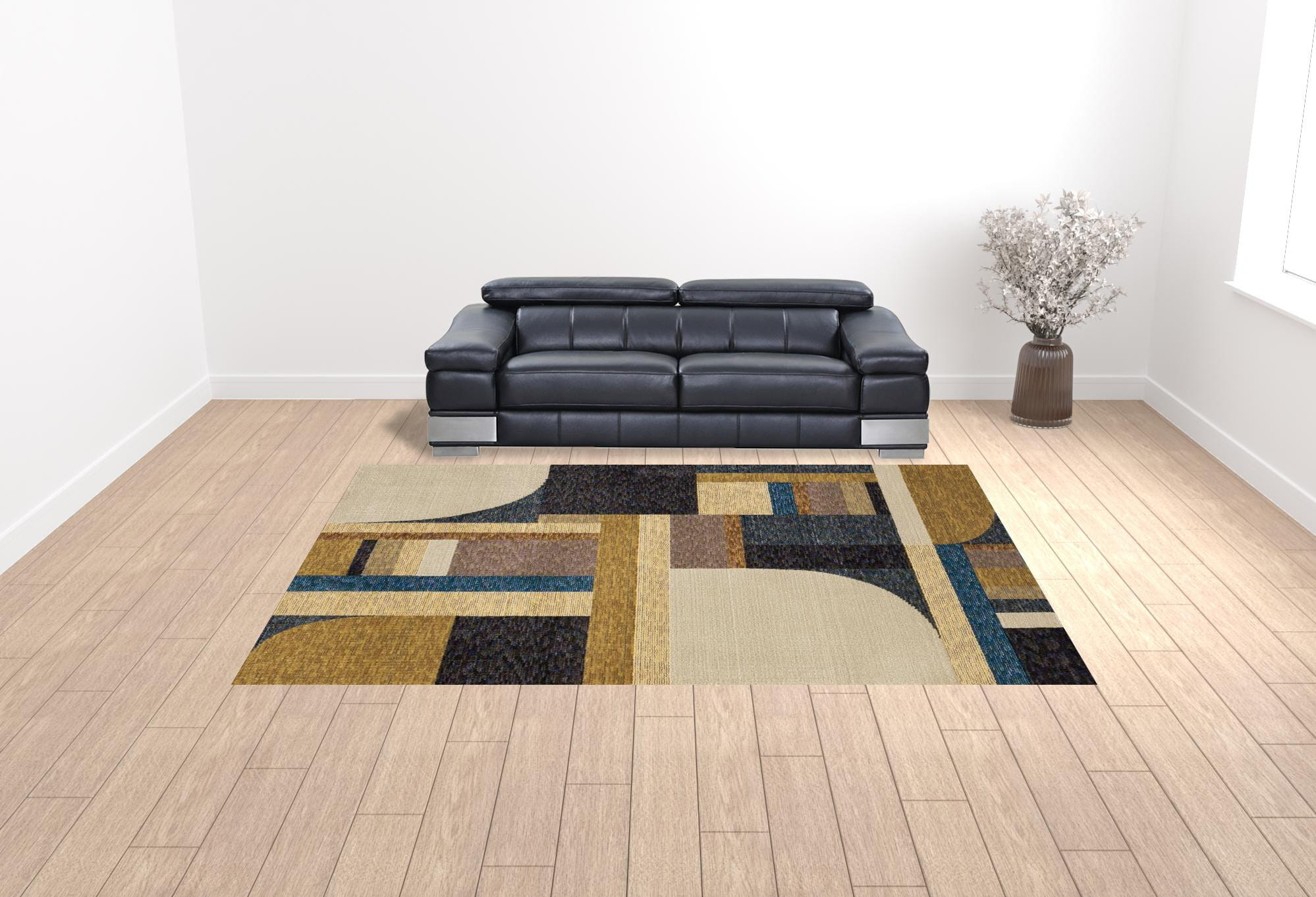 10' X 13' Blue and Beige Geometric Power Loom Area Rug