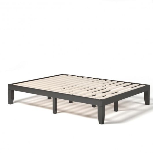 Queen Size 14 Inch Wooden Bed Mattress Frame-Brown - Color: Brown