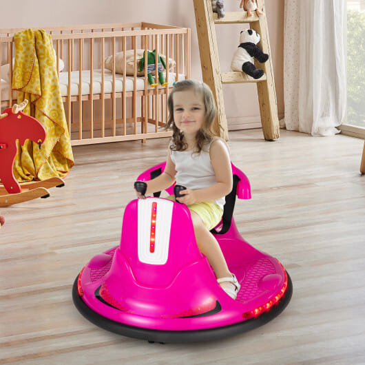 12V Kids Ride On Bumper Car with Remote Control Lights and Music-Red