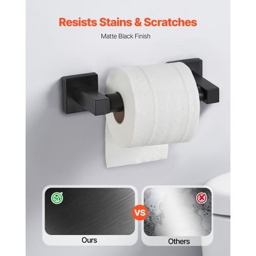 Matte Black Bathroom Hardware Set, 4 Pieces Stainless Steel Bathroom Accessories Set, 24-inch Towel Bar, Towel Ring, Robe Towel Hook, Toilet Paper Holder, for Bath Room, Wall Mounted