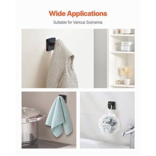 Matte Black Bathroom Hardware Set, 4 Pieces Stainless Steel Bathroom Accessories Set, 24-inch Towel Bar, Towel Ring, Robe Towel Hook, Toilet Paper Holder, for Bath Room, Wall Mounted