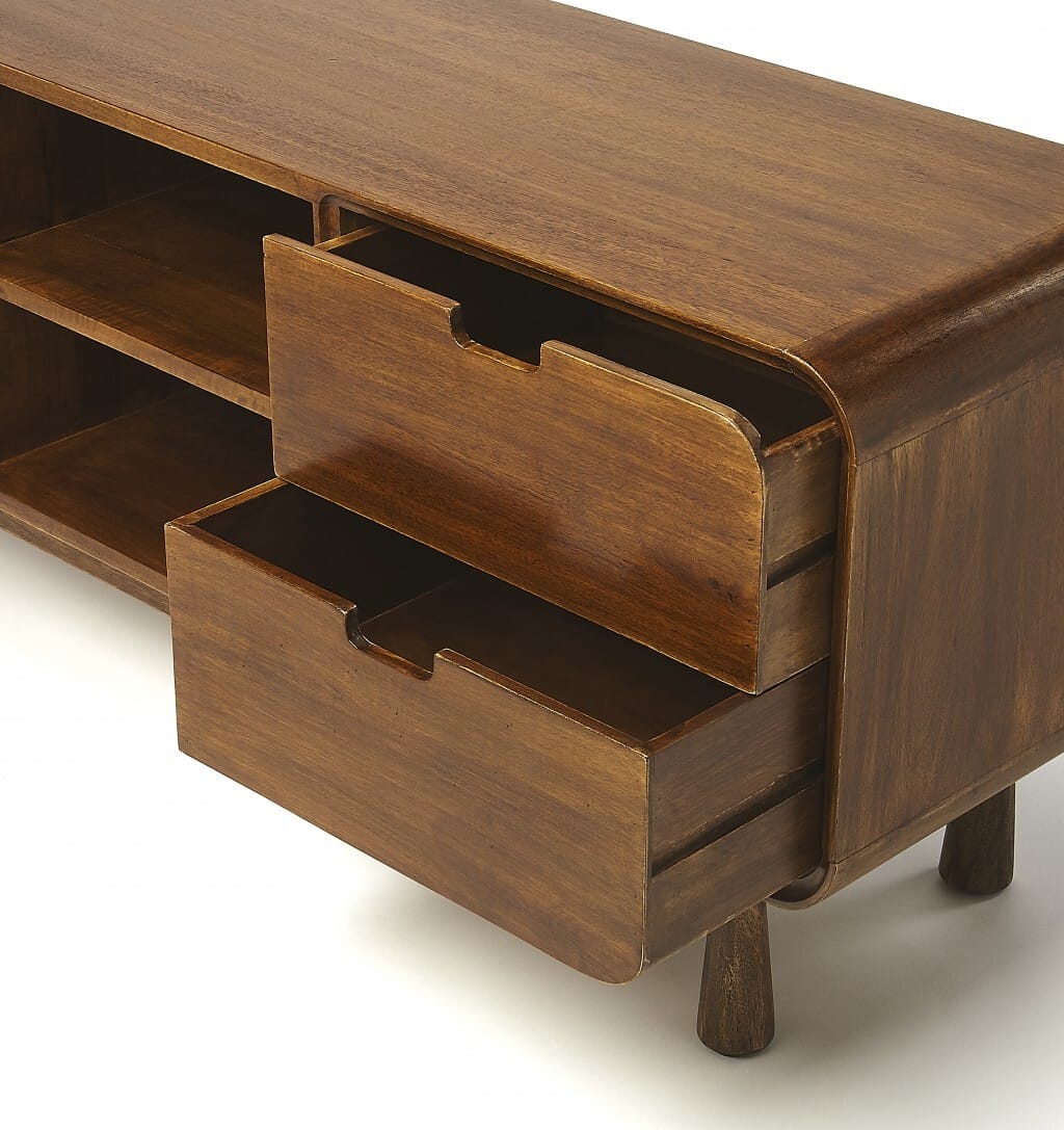 50" Brown Mid Century Modern Wood TV Stand