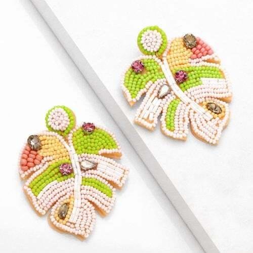 Bohemian Style Handmade Colorful Beads Leaf Design Wholesale Women Earrings