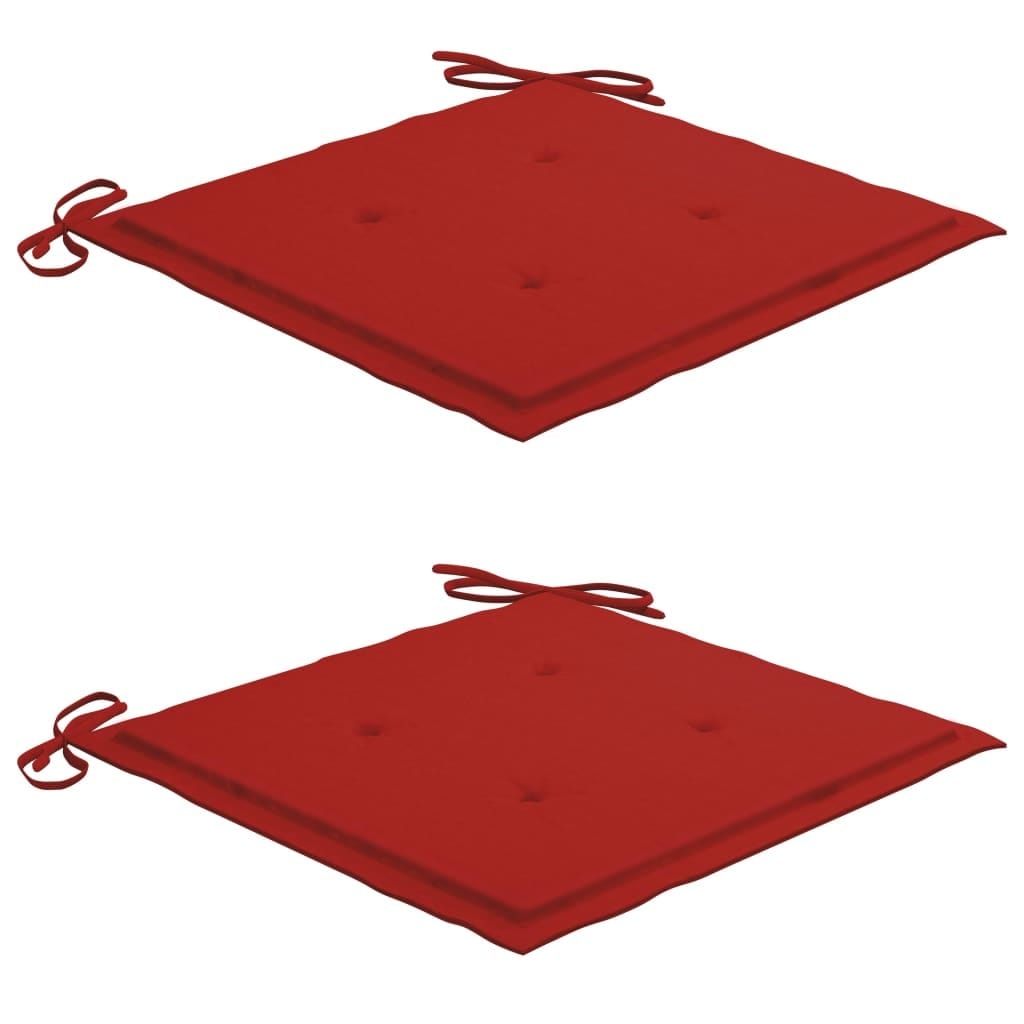Patio Chairs 2 pcs with Red Cushions Solid Teak Wood