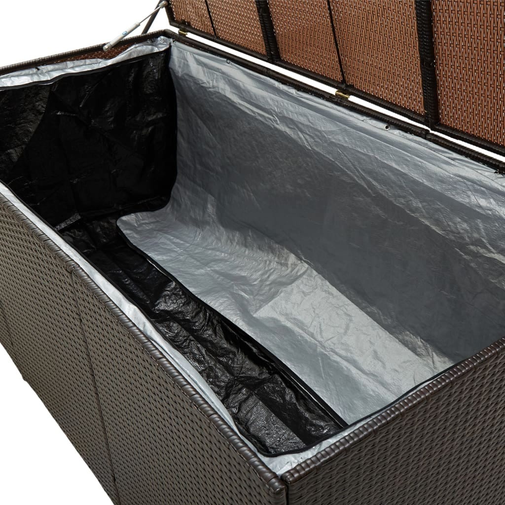Patio Storage Box Poly Rattan 70.9"x35.4"x27.6" Brown