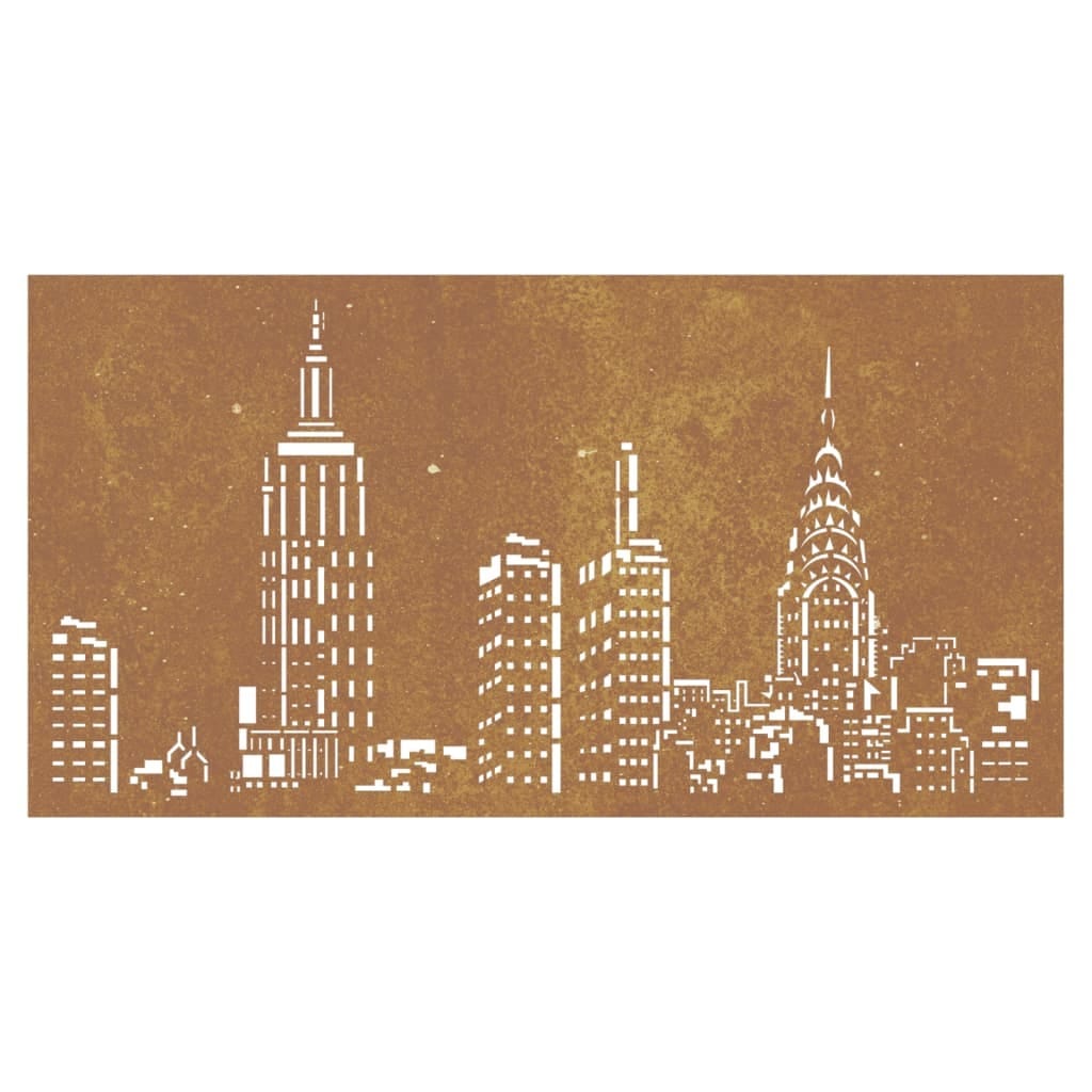 Patio Wall Decoration 41.3"x21.7" Corten Steel Skyline Design