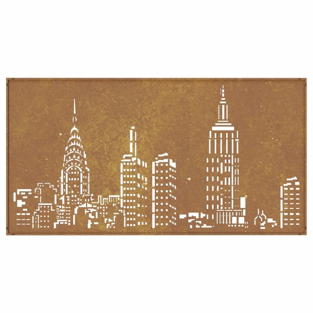 Patio Wall Decoration 41.3"x21.7" Corten Steel Skyline Design