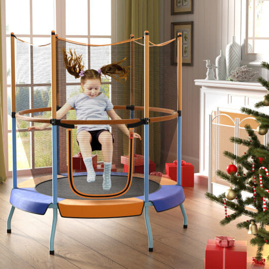 48 Inch Toddler Trampoline with Safety Enclosure Net-Orange - Color: Orange