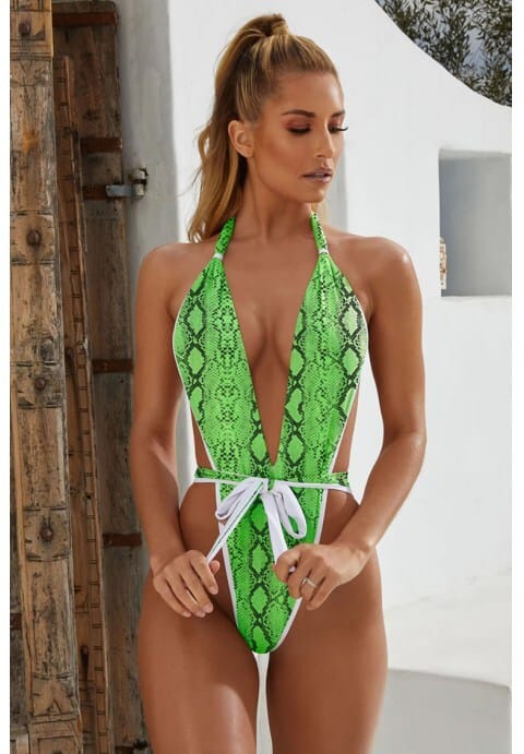 Banded Animal Print One Piece Swimsuit