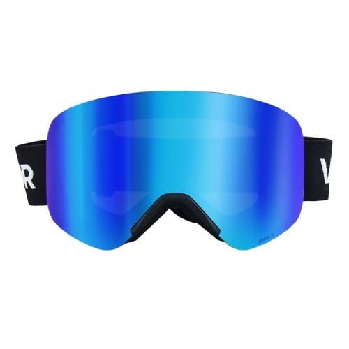 Frameless Ski Goggles, Magnet Cylindrical Lens with Dark Blue Revo Coating, OTG Anti fog Snow Goggles for Men Women, TPU Frame & Ventilation Structure, Fit for Skiing, Skating, Snowboarding
