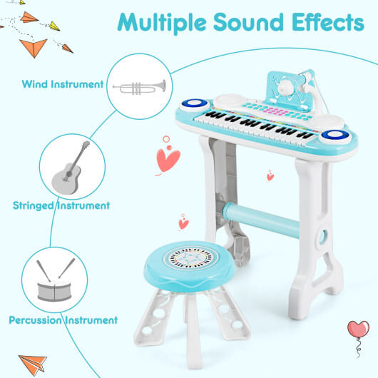 37-key Kids Electronic Piano Keyboard Playset-Pink