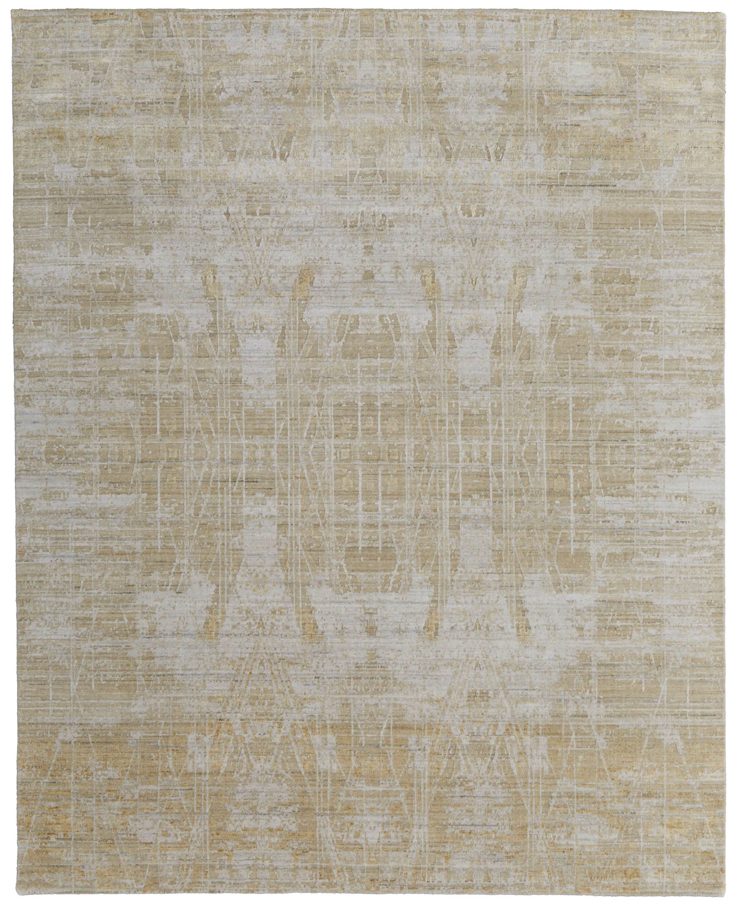 9' X 12' Yellow and Ivory Abstract Hand Woven Area Rug