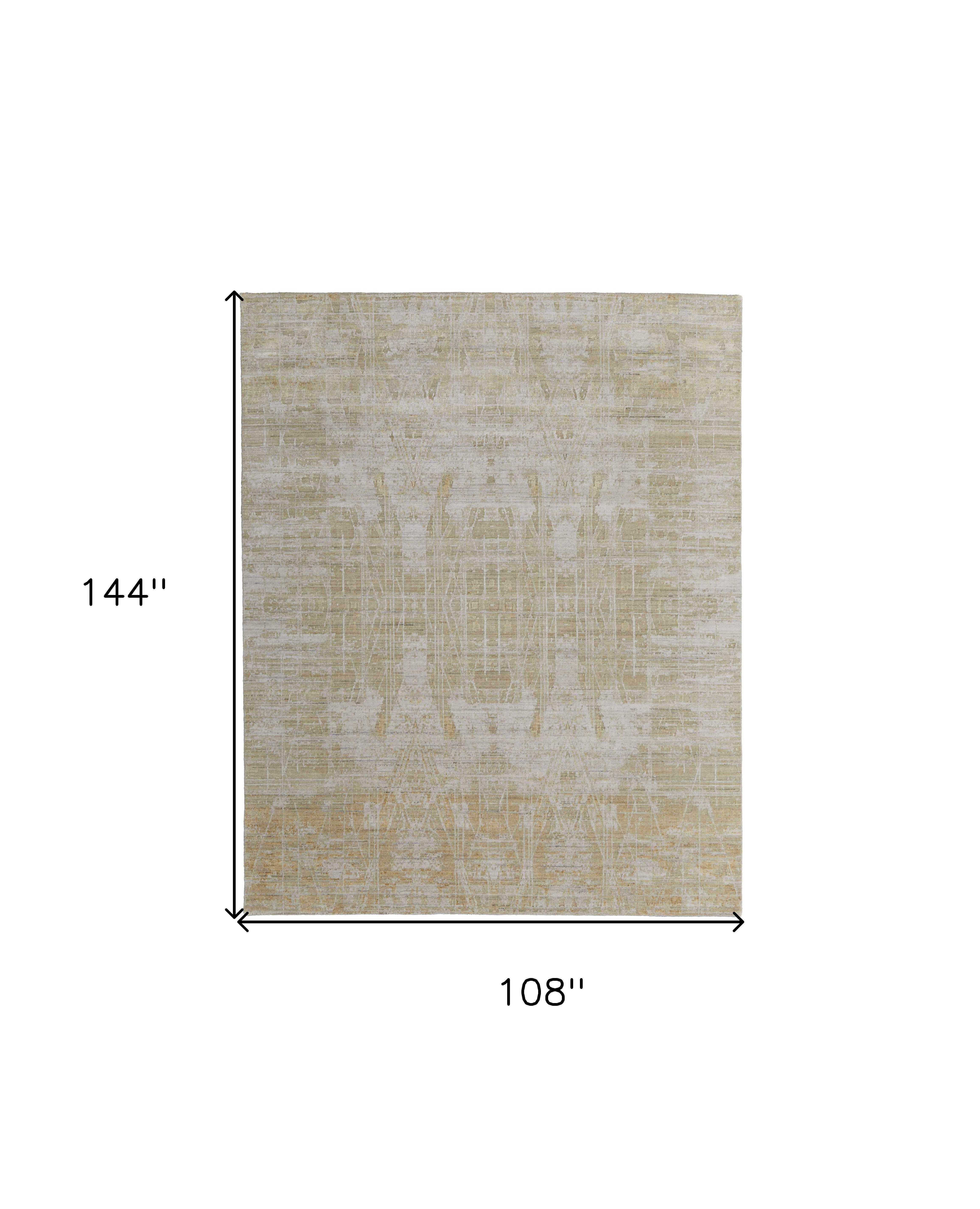 9' X 12' Yellow and Ivory Abstract Hand Woven Area Rug