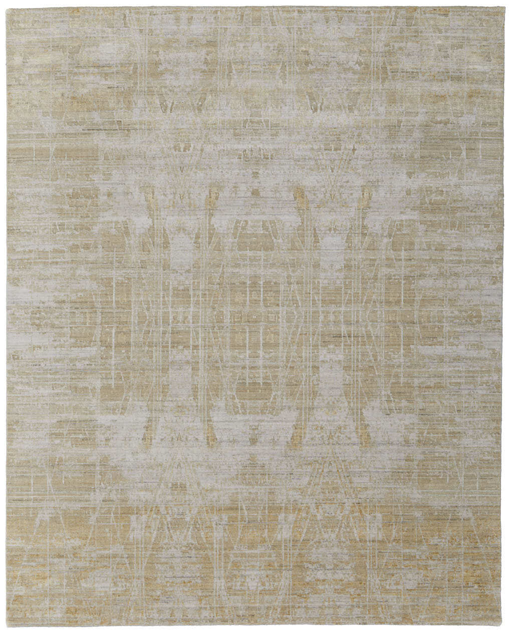9' X 12' Yellow and Ivory Abstract Hand Woven Area Rug