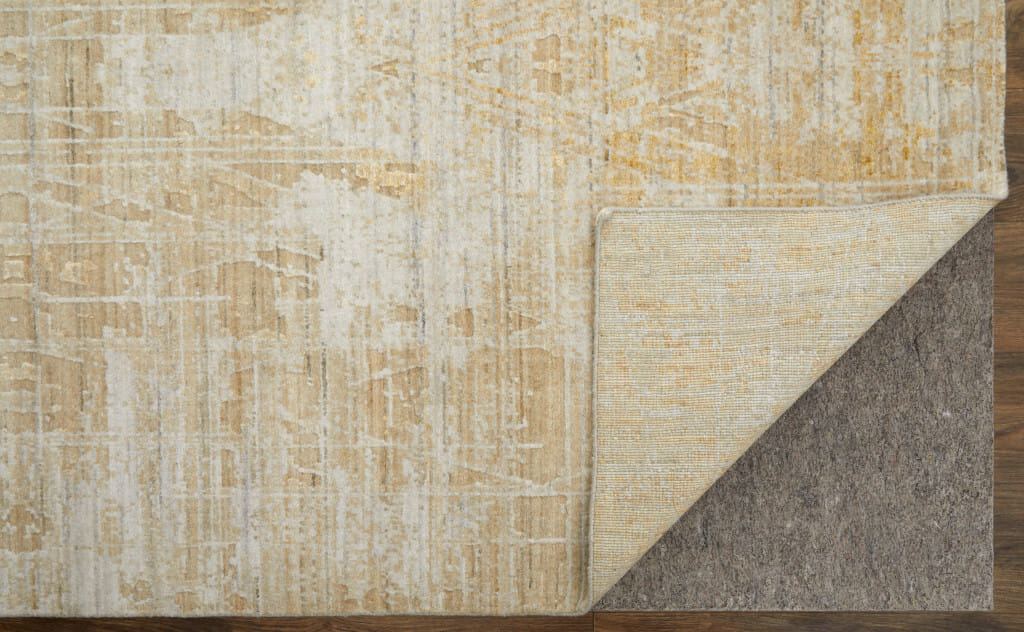 9' X 12' Yellow and Ivory Abstract Hand Woven Area Rug
