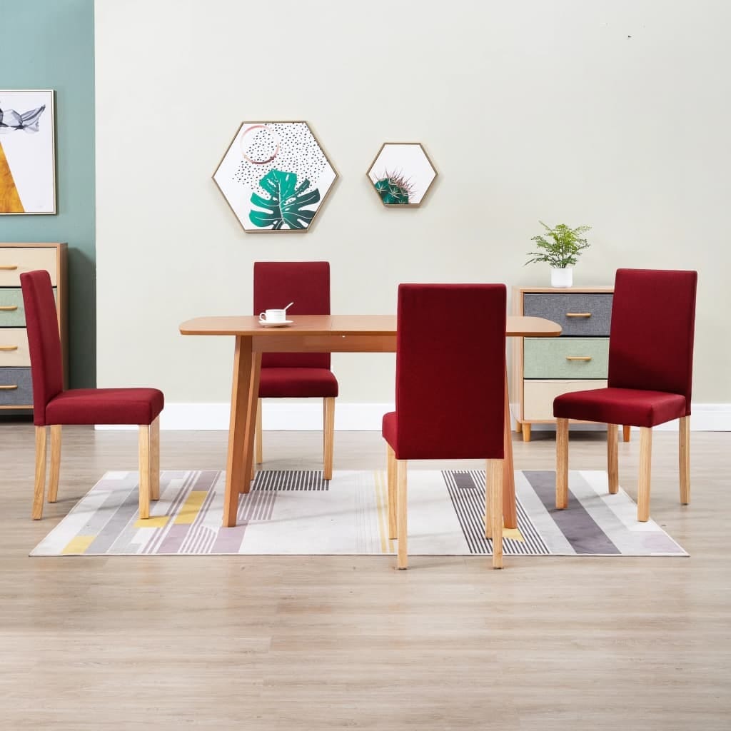 Dining Chairs 4 pcs Wine Red Fabric