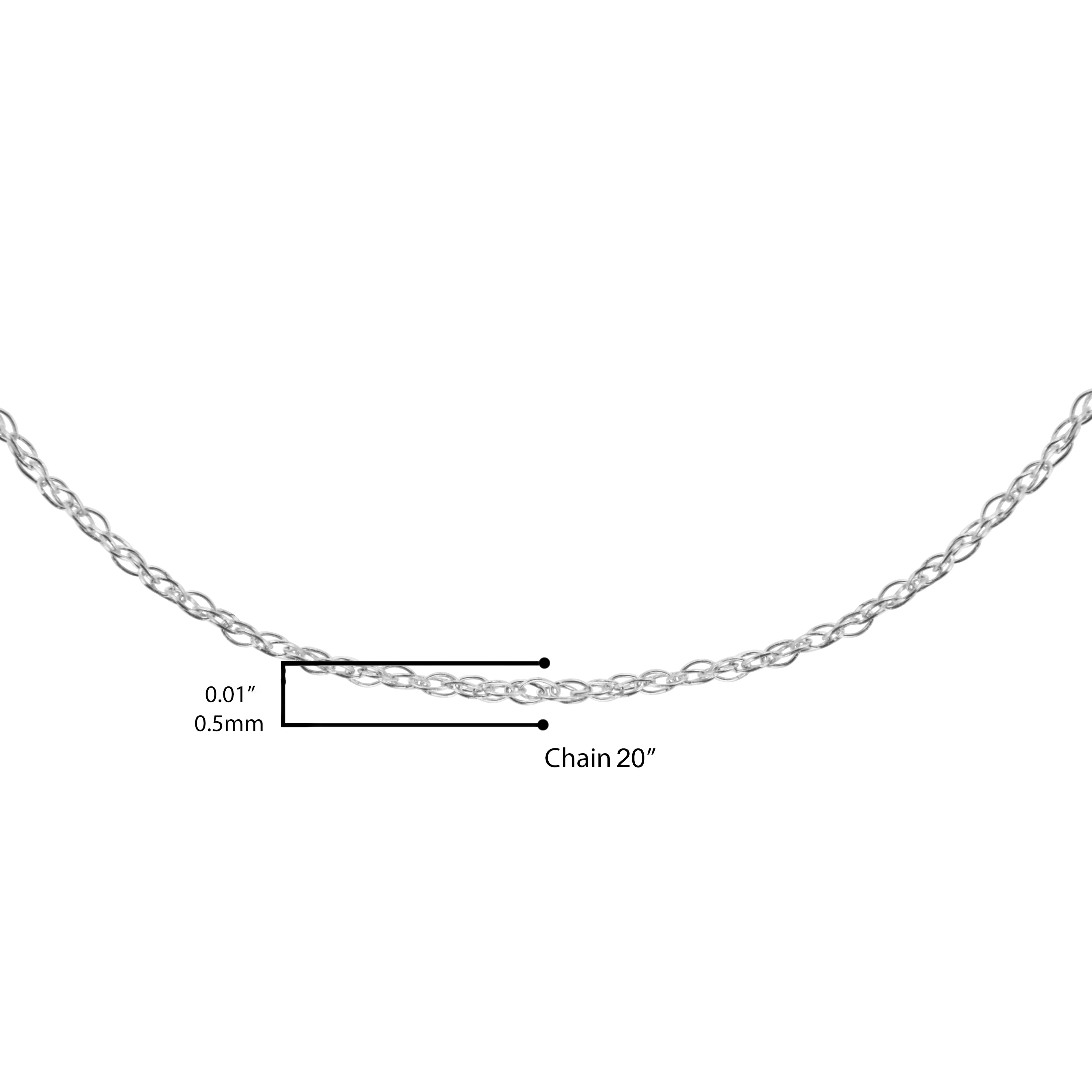 Solid 10K White Gold 0.5mm Rope Chain Necklace. Unisex Chain - Size 20" Inches