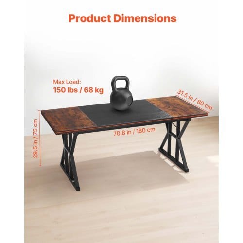 Executive Desk 70.9 x 31.5 inch, Large Computer Desk PC Workstation for Home Office, Modern Simple Wood Laptop Study Writing Table Metal Frame Business Furniture, Rustic Brown and Black