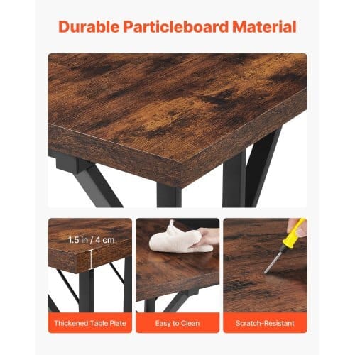 Executive Desk 70.9 x 31.5 inch, Large Computer Desk PC Workstation for Home Office, Modern Simple Wood Laptop Study Writing Table Metal Frame Business Furniture, Rustic Brown and Black