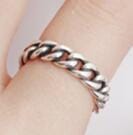 Vintage Hollow Curb Chain 925 Sterling Silver Adjustable Ring