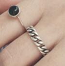 Vintage Hollow Curb Chain 925 Sterling Silver Adjustable Ring