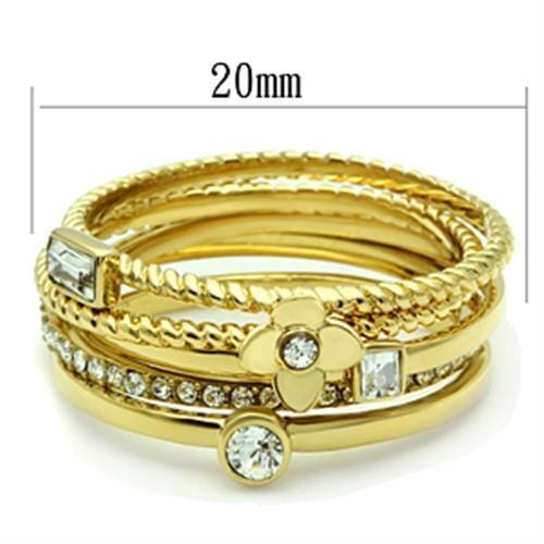 GL322 - IP Gold(Ion Plating) Brass Ring with Top Grade Crystal in Clear