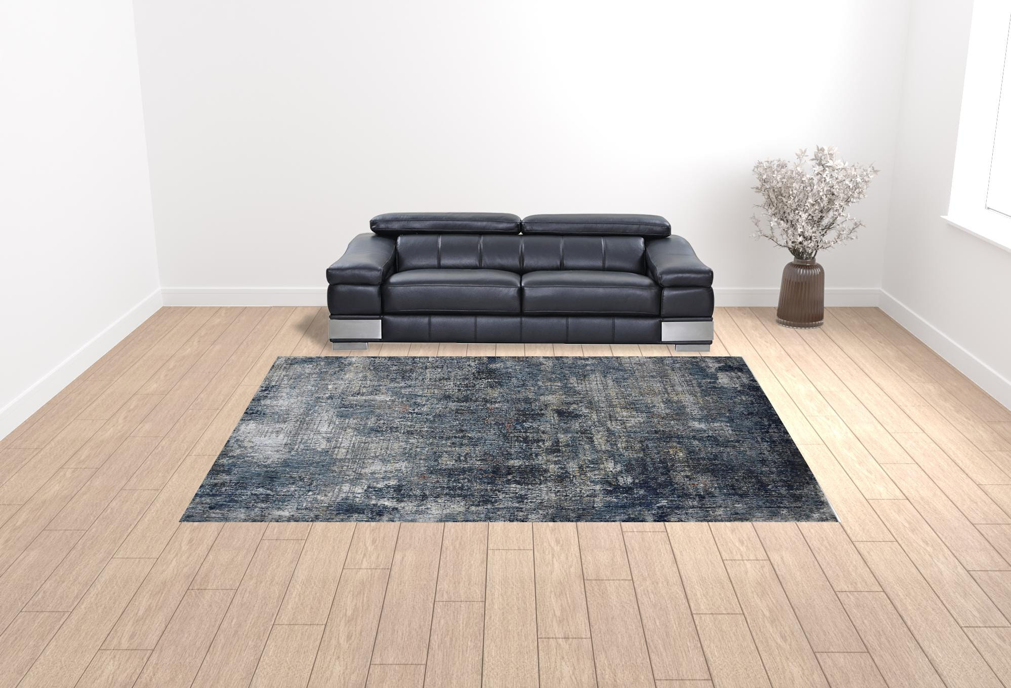 10' X 14' Ivory Navy and Gray Abstract Power Loom Area Rug