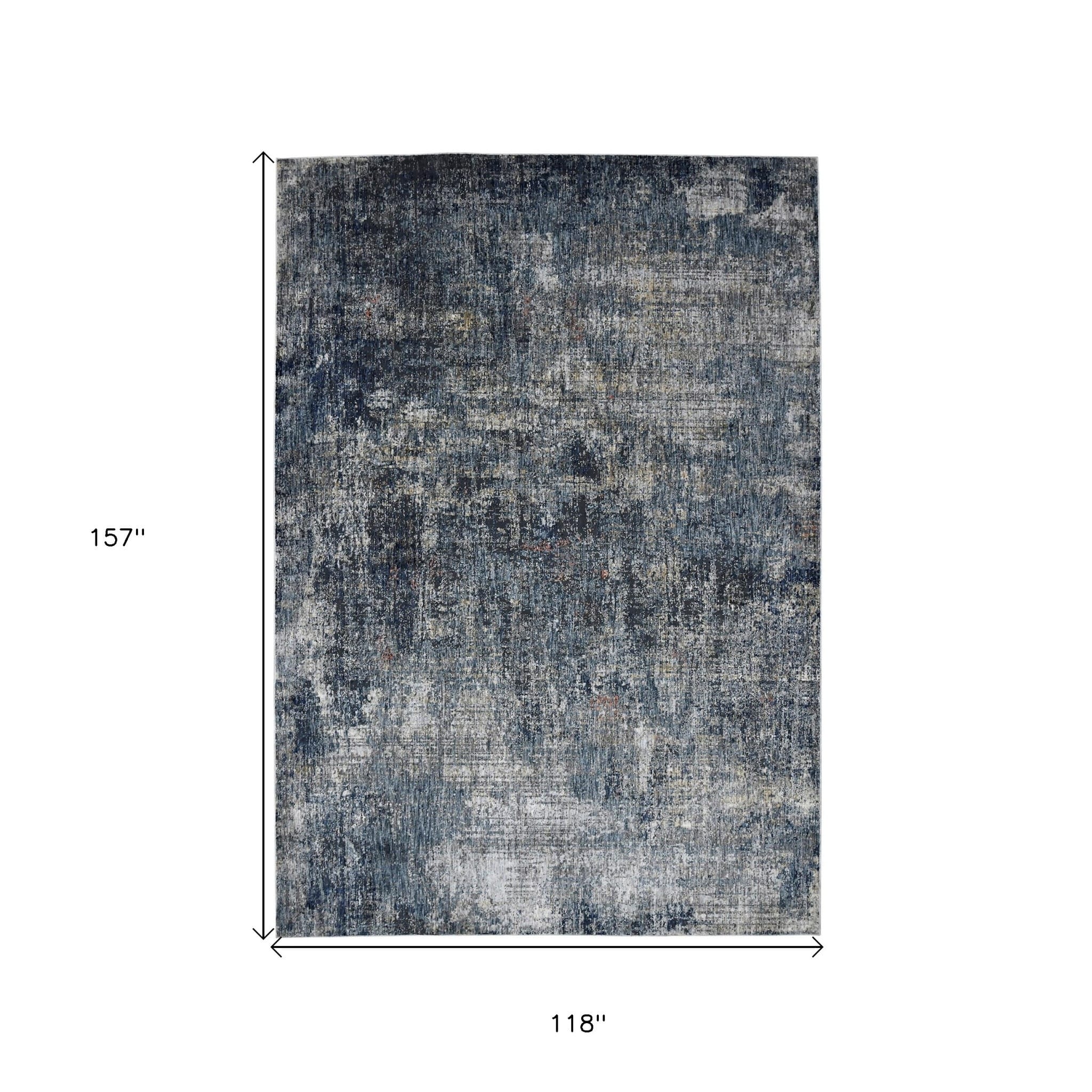 10' X 14' Ivory Navy and Gray Abstract Power Loom Area Rug