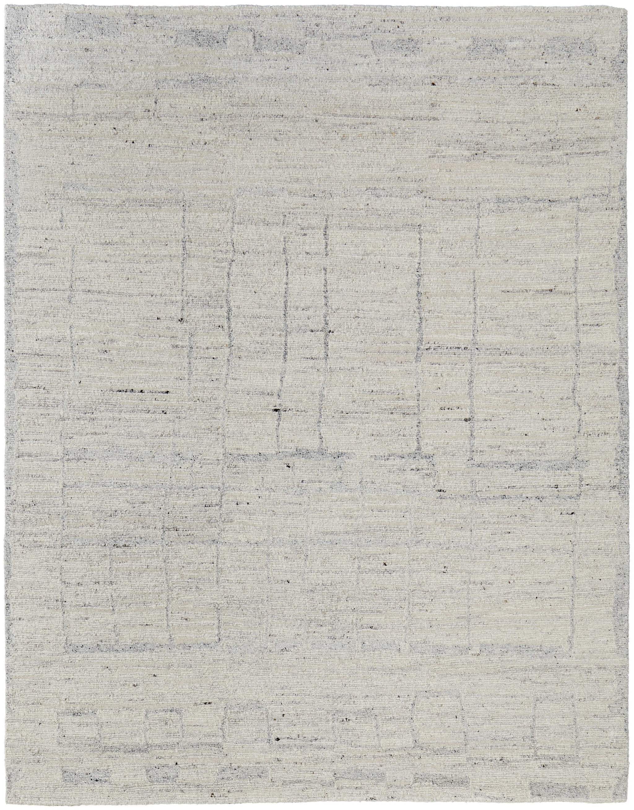 6' X 9' Gray and Ivory Abstract Hand Woven Worn Faded Area Rug