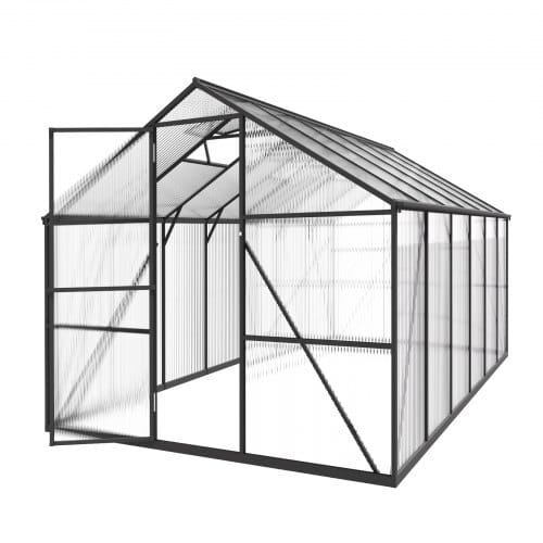 8 x 12 FT Polycarbonate Greenhouse, Heavy Duty Outdoor Green House with Adjustable Vent & Push-Pull Lockable Door, Quick Setup, Aluminum Frame Walk-in Greenhouse Sunroom for Outside Garden Lawn