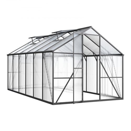 8 x 12 FT Polycarbonate Greenhouse, Heavy Duty Outdoor Green House with Adjustable Vent & Push-Pull Lockable Door, Quick Setup, Aluminum Frame Walk-in Greenhouse Sunroom for Outside Garden Lawn
