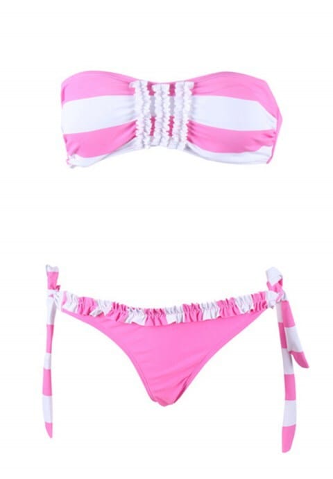 Sexy Strapless Bikini Sexy Stripe Elasticity Swimsuit