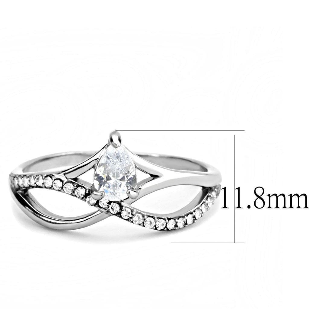 DA149 - High polished (no plating) Stainless Steel Ring with AAA Grade CZ in Clear